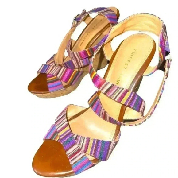CHINESE LAUNDRY RAINBOW STRAPPY WEDGES - Picture 1 of 5